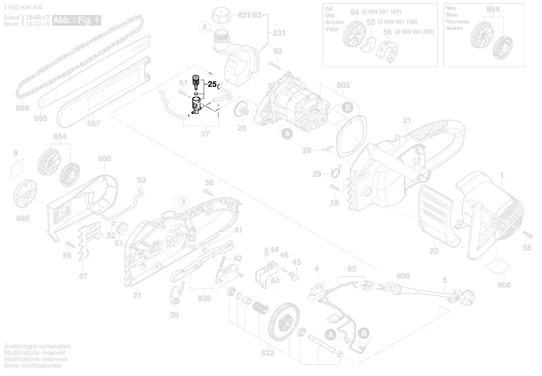 Pompe à huile réf. 1 600 A01 A55 tronçonneuse BOSCH